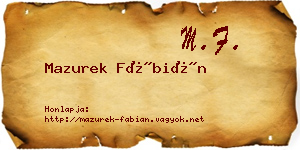 Mazurek Fábián névjegykártya